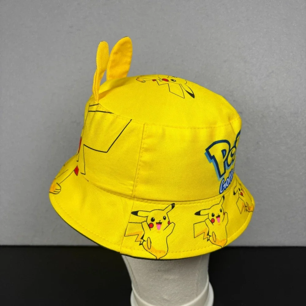 Pokemon Pikachu Kids Bucket Hat Yellow Childrens Youth Sun Cap 3D Ears OSFM